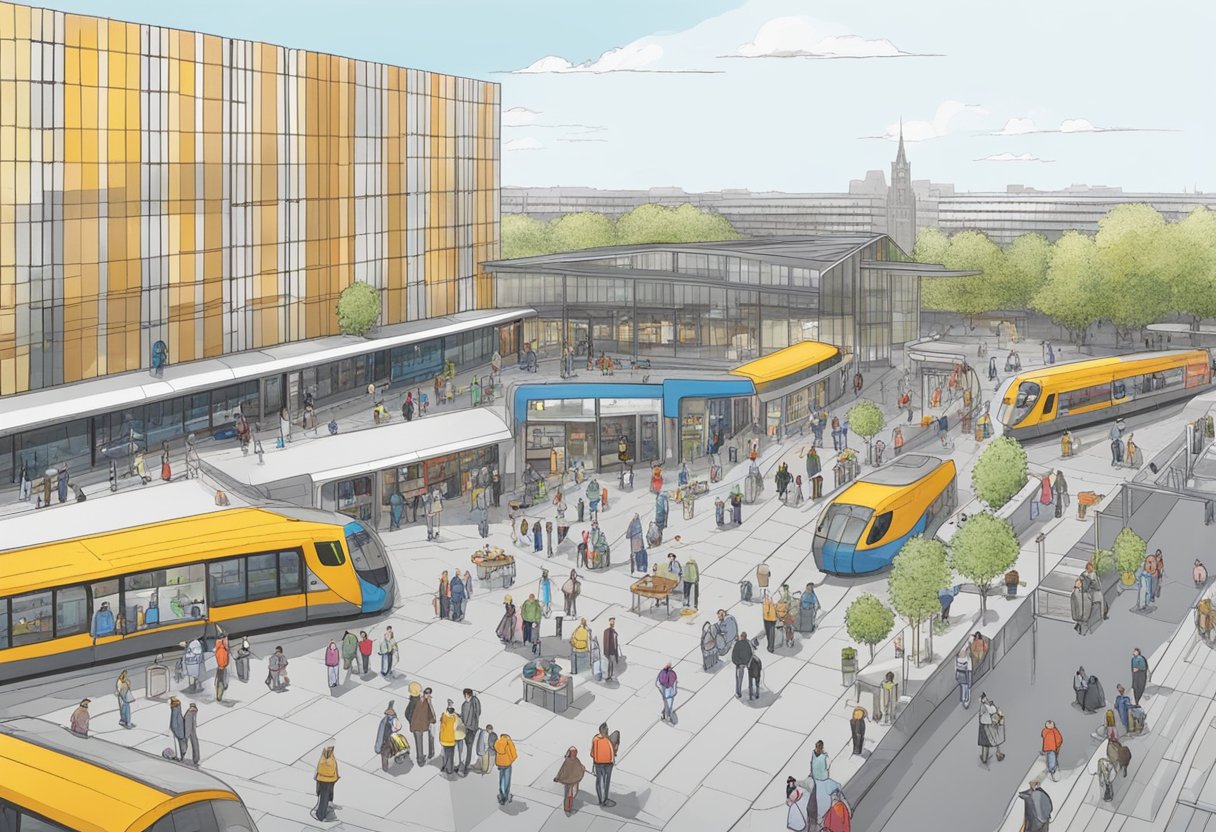 Aerial view of AH to go at Utrecht Centraal, with people passing by and grabbing snacks