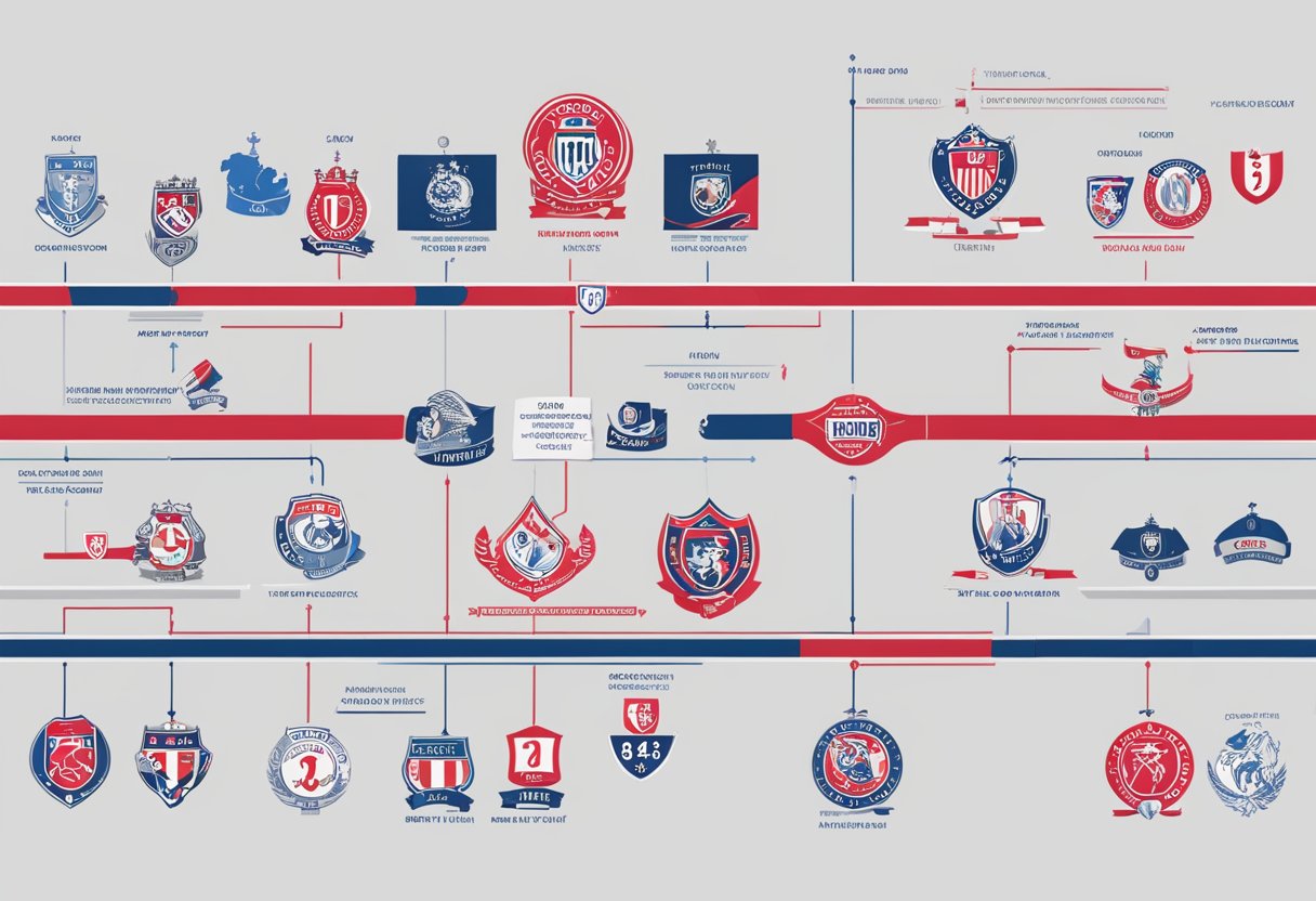 A timeline of FC Utrecht and AZ standings, with club logos, trophies, and historical match images