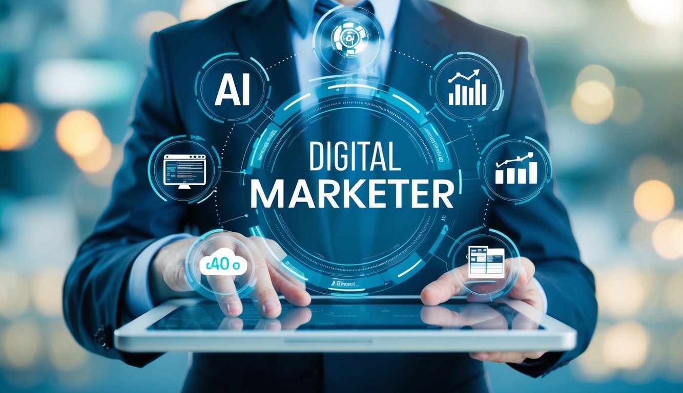 A digital marketer analyzing AI, personalization, and real-time data across various channels