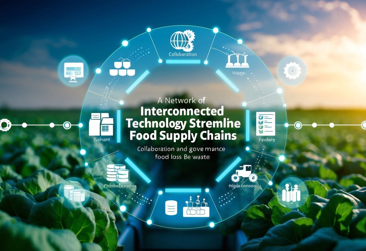 A network of interconnected technology systems streamline food supply chains, reducing food loss and waste. Collaboration and governance are key components in the effort to improve efficiency