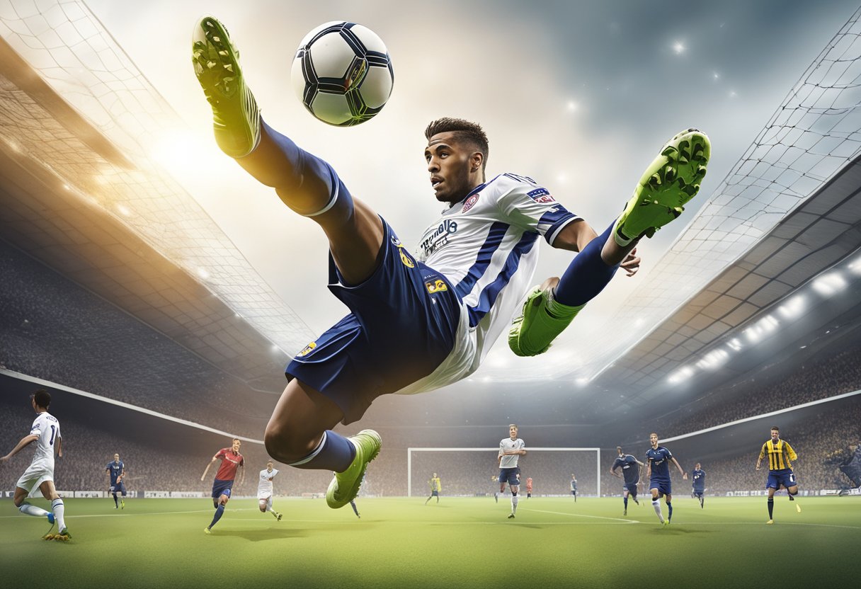 A soccer ball soars through the air towards the goal, as players from FC Utrecht and RKC Waalwijk battle it out on the field