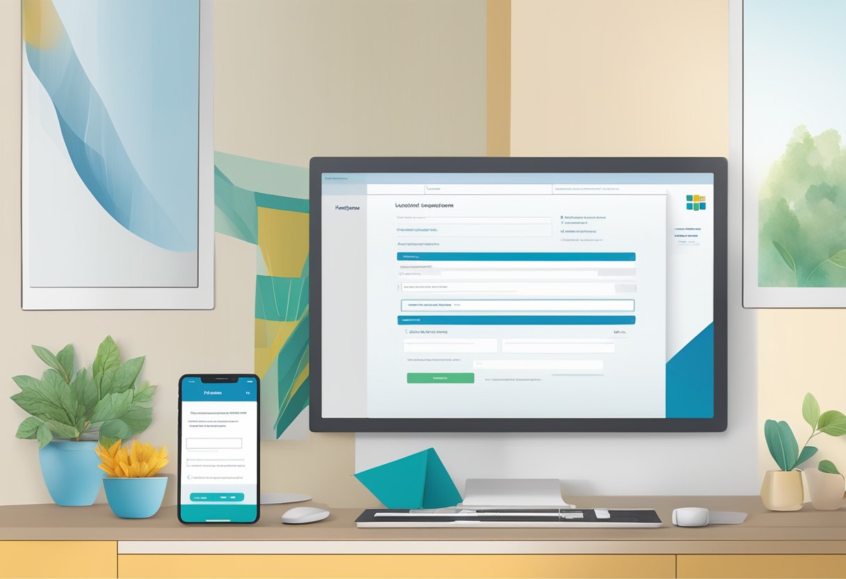 A computer screen with the UMC Utrecht patient portal login page displayed, with fields for username and password