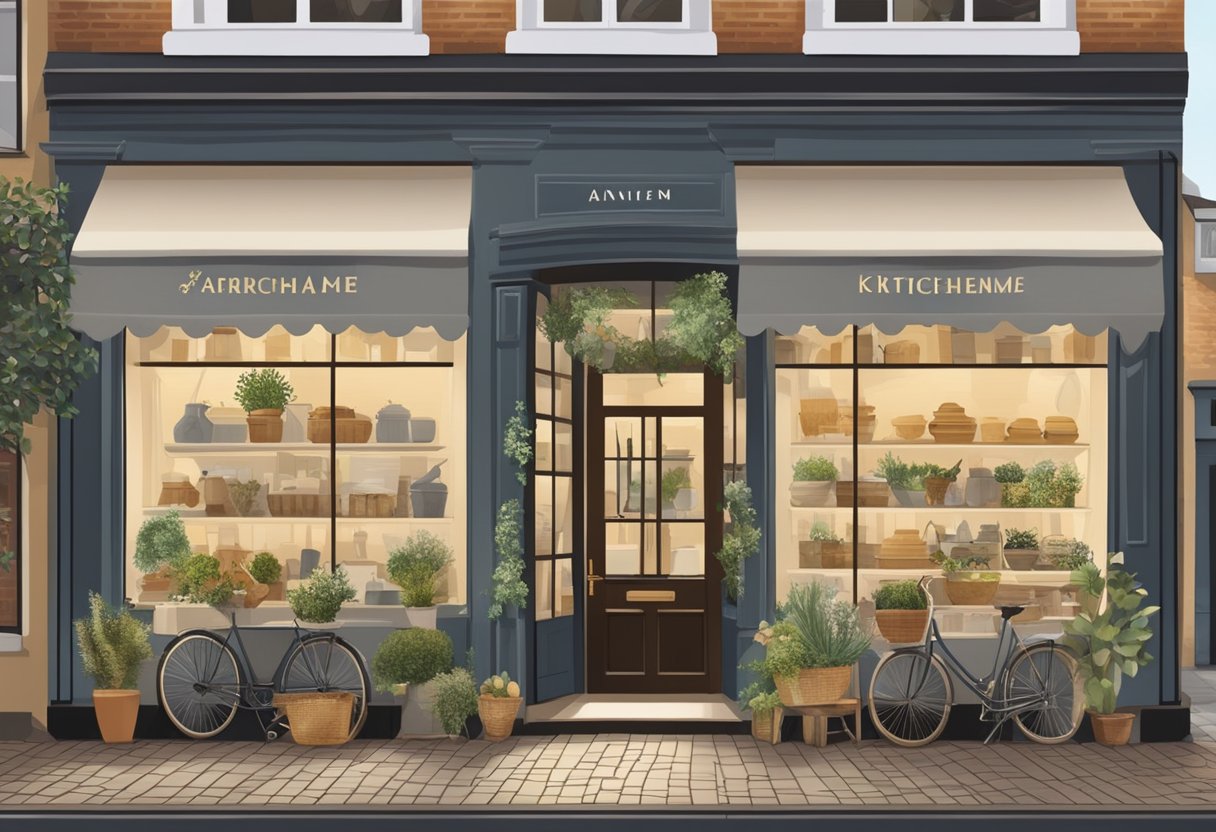 A cozy storefront nestled in the historic streets of Arnhem, featuring a charming display of natural home goods and kitchenware