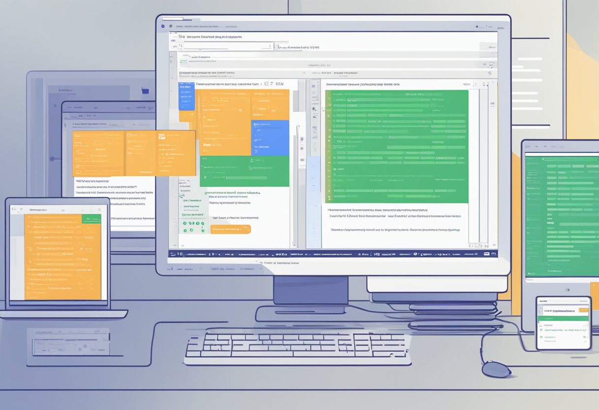 A computer screen displaying code for Selenium, Cypress, and Typescript test automation. A browser window open with a test in progress