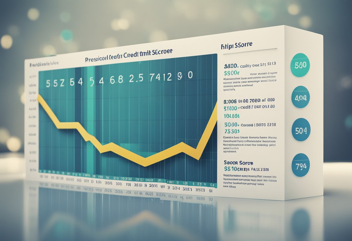 A line graph shows credit score increasing steadily over time, with a noticeable jump after credit report repair