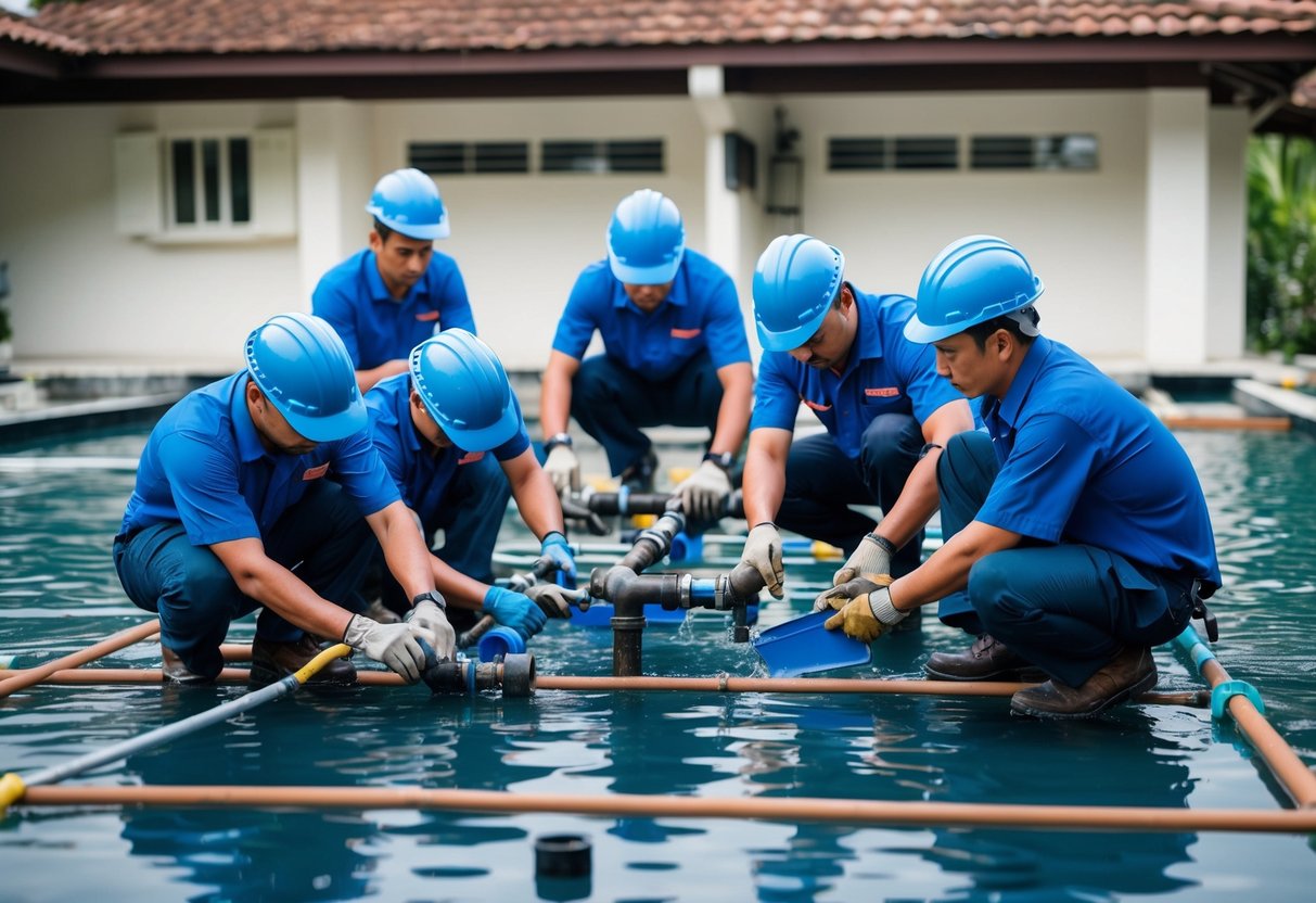 Seven engineers work on plumbing, waterproofing, and roofing to fix water leaks in Malaysia