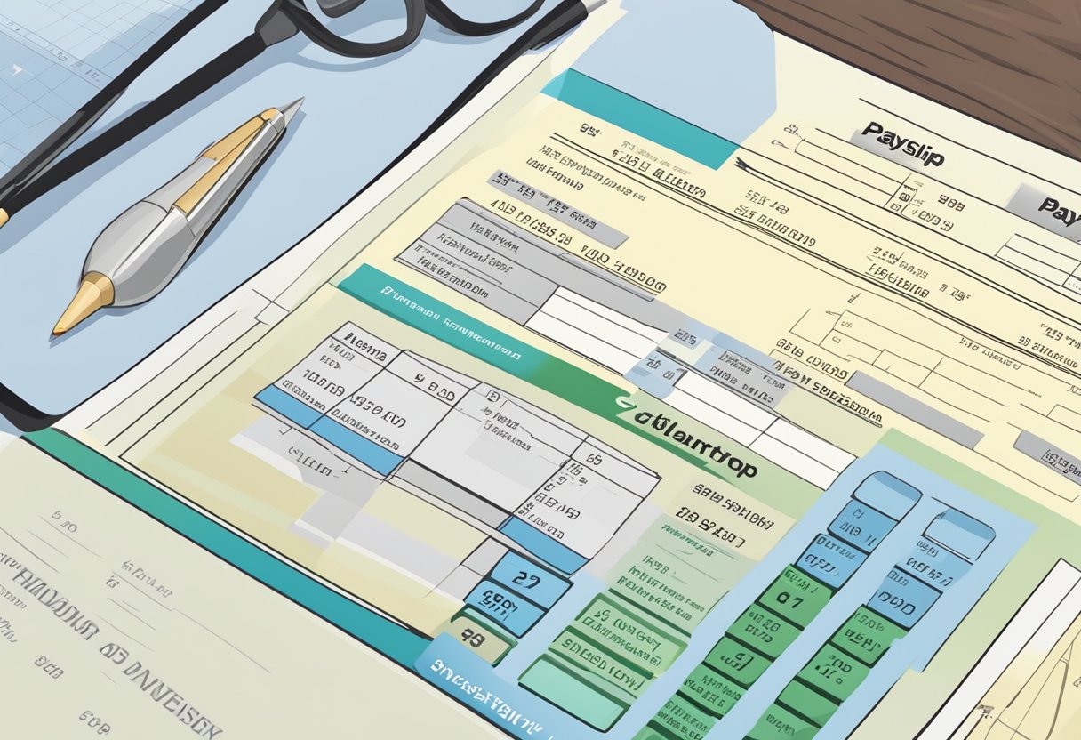 A payslip with the net salary amount being converted into the gross salary amount through a calculation