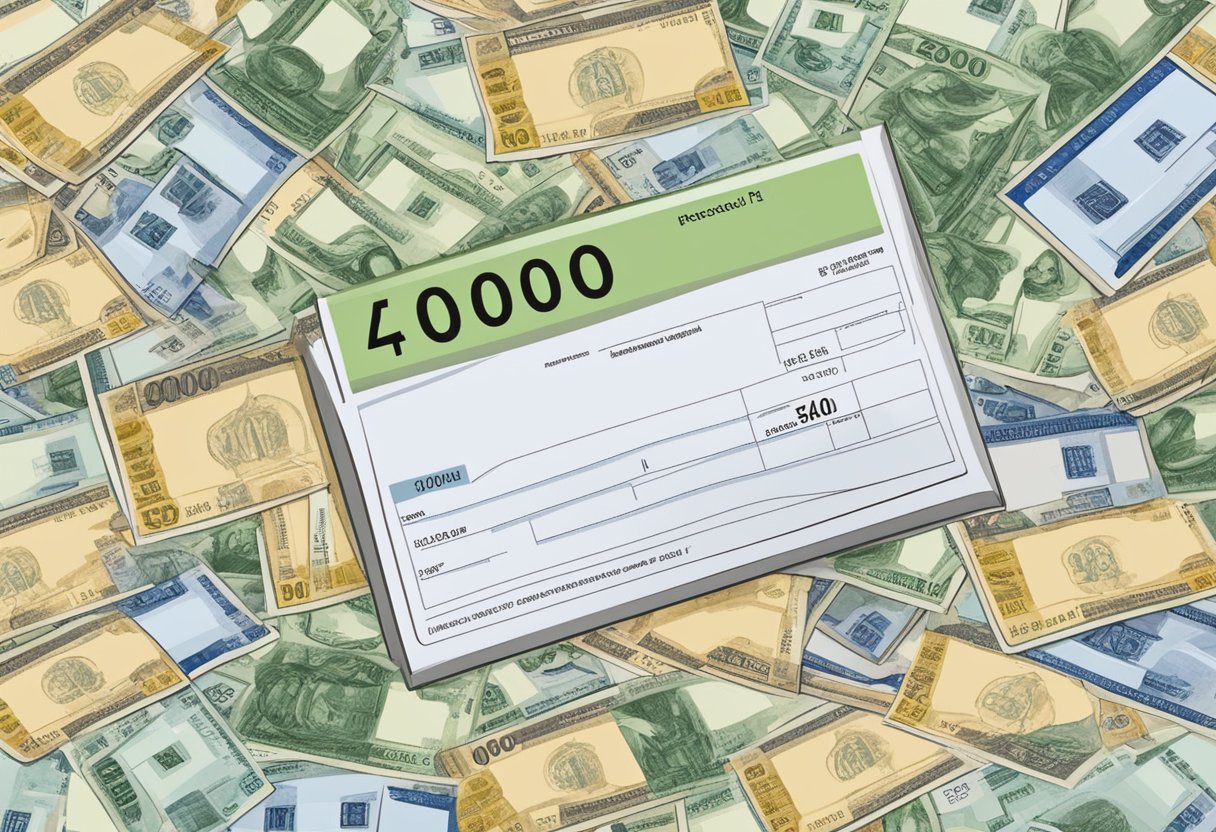 A paycheck with the amount of 4000 euros is being processed, with the gross and net amounts clearly labeled