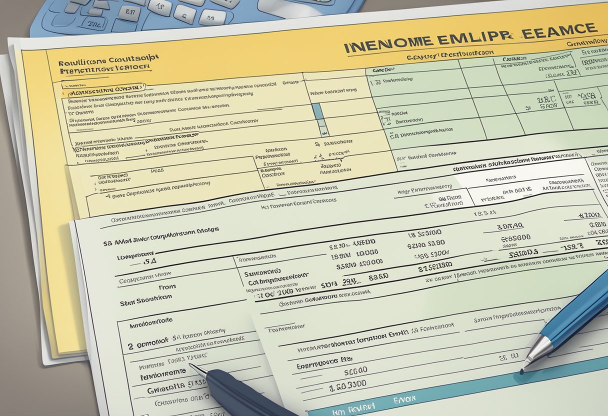 A payslip showing deductions and net income, with a focus on the section for employer contributions and social insurance