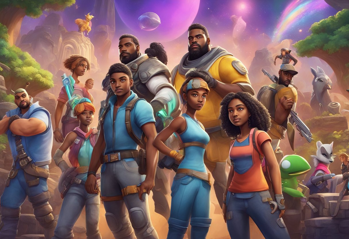 A diverse group of video game characters explore new worlds and genres, showcasing the potential for positive experiences and growth for young players