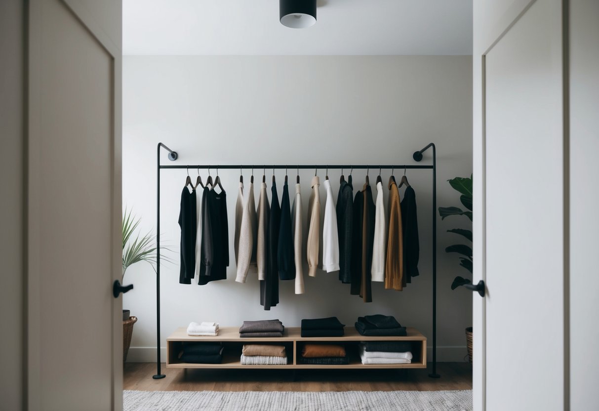 Eine minimalistische Garderobe mit hochwertigen, zeitlosen Teilen. Nachhaltige Materialien und ethische Produktionsmethoden. Reparatur und Upcycling von Kleidung