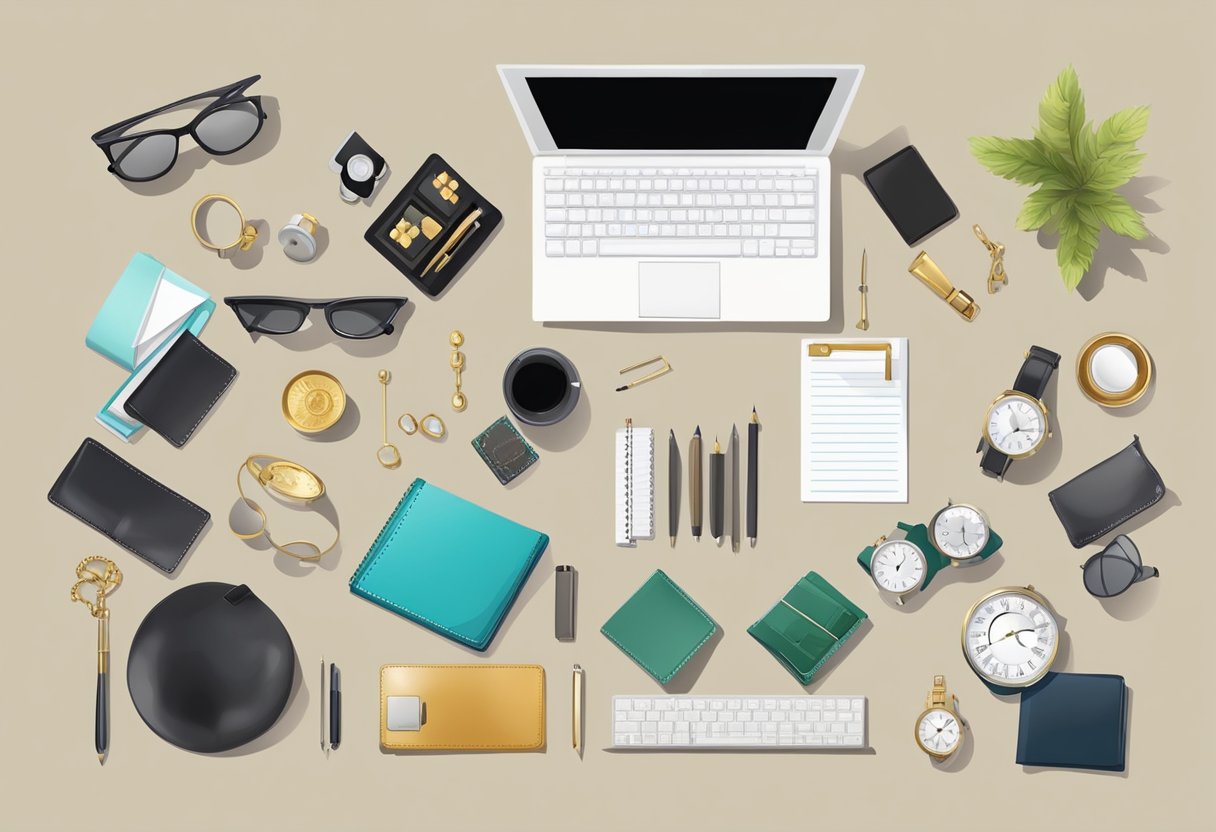 A table with various luxury items laid out for examination by experts