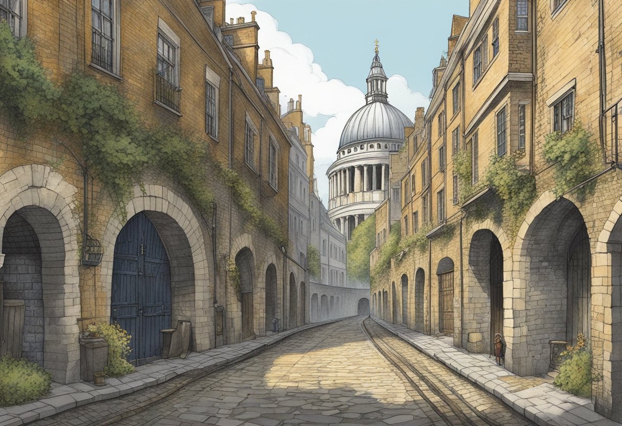 Beneath London's streets, ancient cobblestones and remnants of Roman walls reveal the city's historical foundations. Arched tunnels and hidden chambers hint at long-forgotten secrets waiting to be uncovered