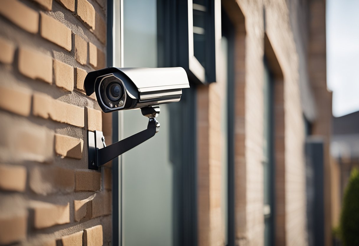 A tenant installs a security camera outside their residence, positioning it to cover the entrance and surrounding area