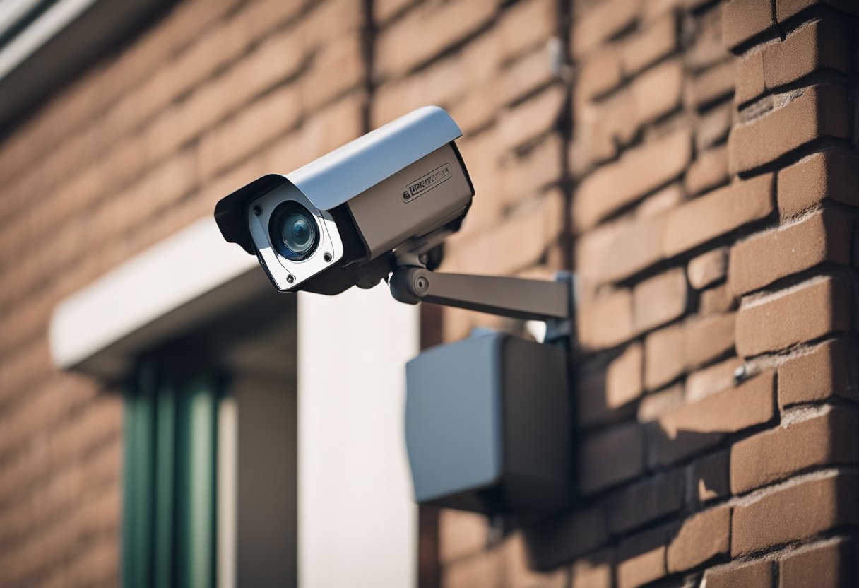 A tenant mounts a security camera on the exterior of a building, ensuring it is positioned within their property boundaries