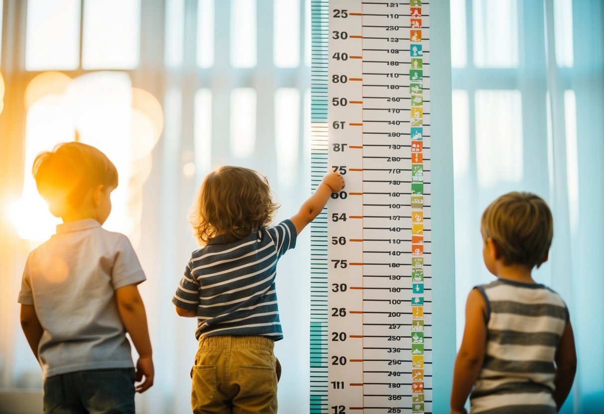 A detailed growth chart and diagrams showing children's growth milestones