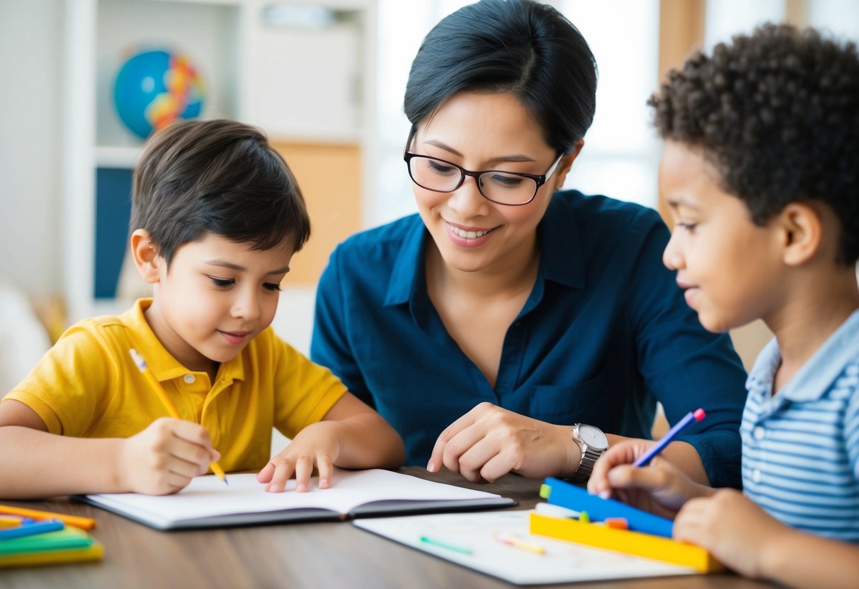 A parent observing a child engaging in various activities, such as drawing, playing an instrument, or participating in a sport, while providing guidance and support