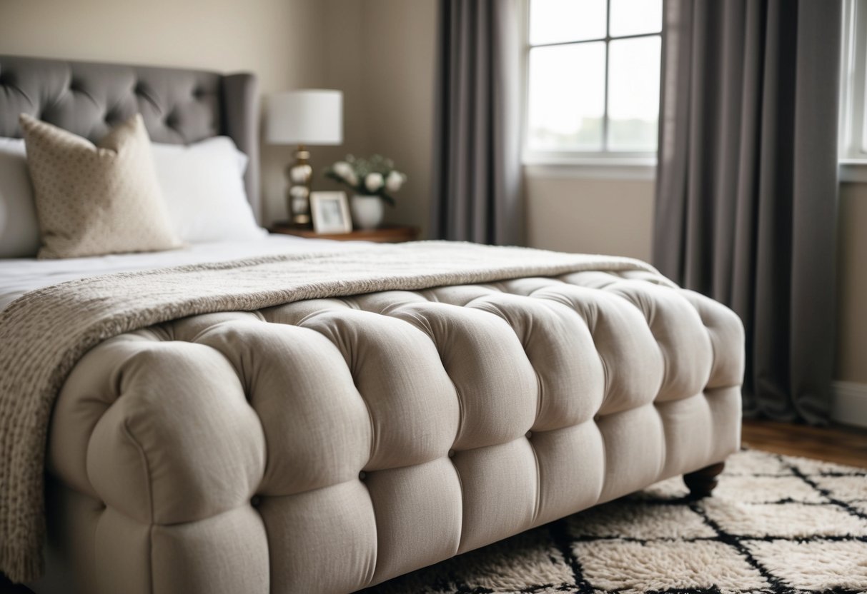 A cozy bedroom with a tufted cotton rug as the centerpiece. The rug is soft and inviting, adding warmth and texture to the room's decor