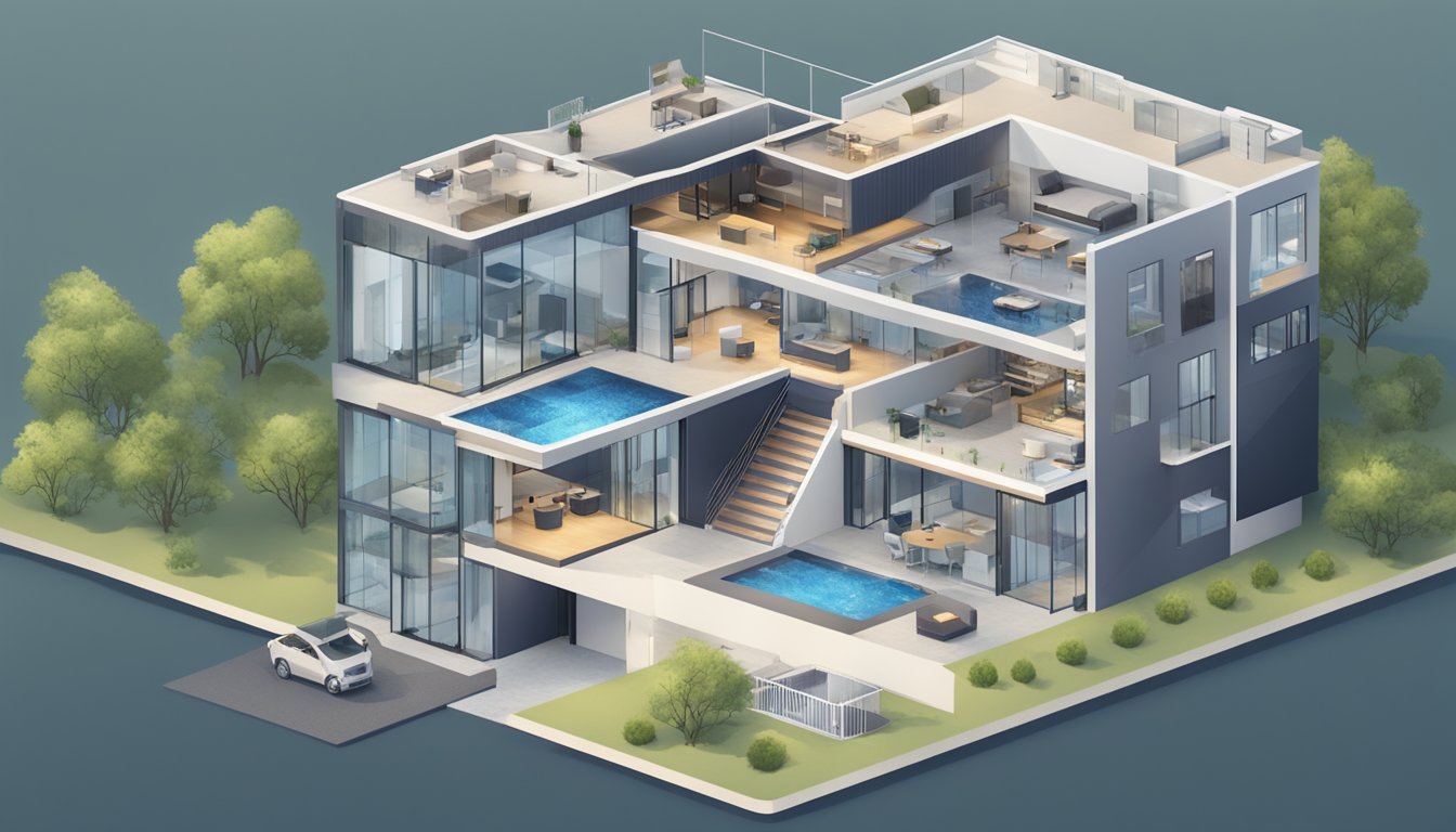 A large, sprawling home with multiple floors and rooms. A mesh network system seamlessly covers the entire space, providing fast and reliable internet connectivity