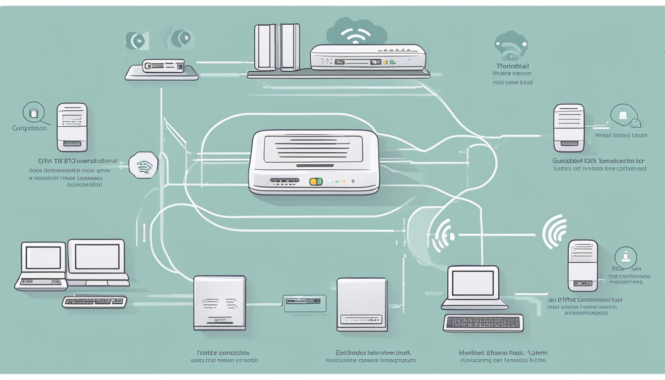 A router with two separate WiFi networks; one for guests and one for the host. The guest network is labeled and password-protected, while the host network is for personal use