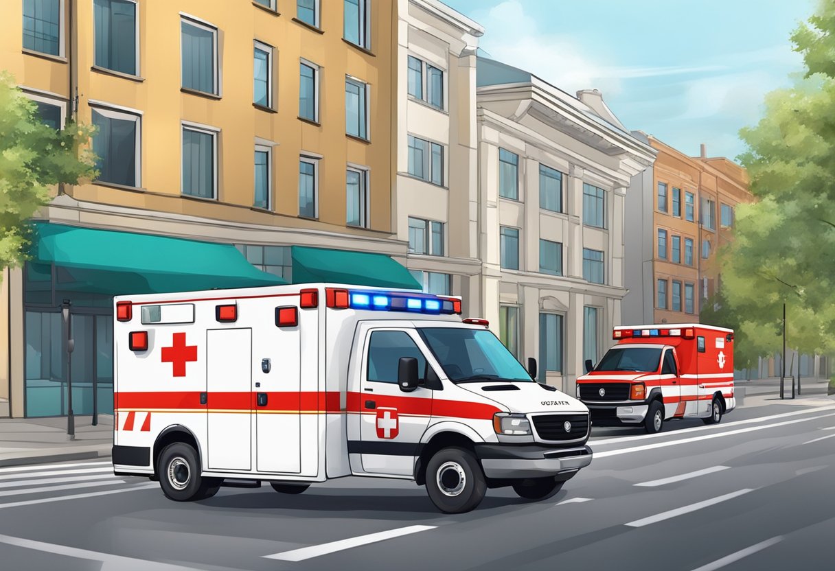 Resgate Ambulância: Eficiência no Atendimento de Emergências 4 An ambulance with flashing lights and sirens transports and removes a patient from the scene