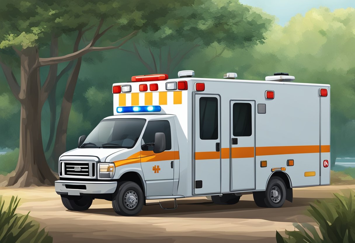 Área Protegida Ambulância: Manutenção e Desafios Operacionais 2 An ambulance parked in a protected area, ready to respond to emergencies