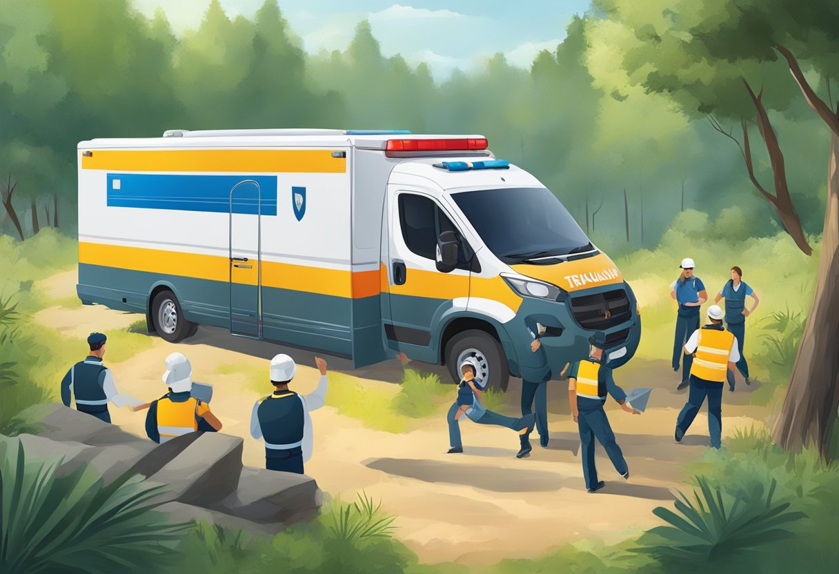 Área Protegida Ambulância: Manutenção e Desafios Operacionais 7 A training session in a protected area with an ambulance present