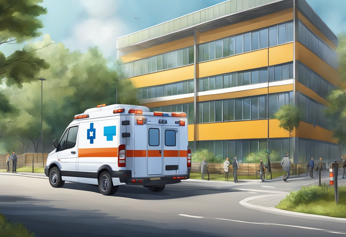 A protected area with an ambulance, ensuring health and safety for customers and employees
