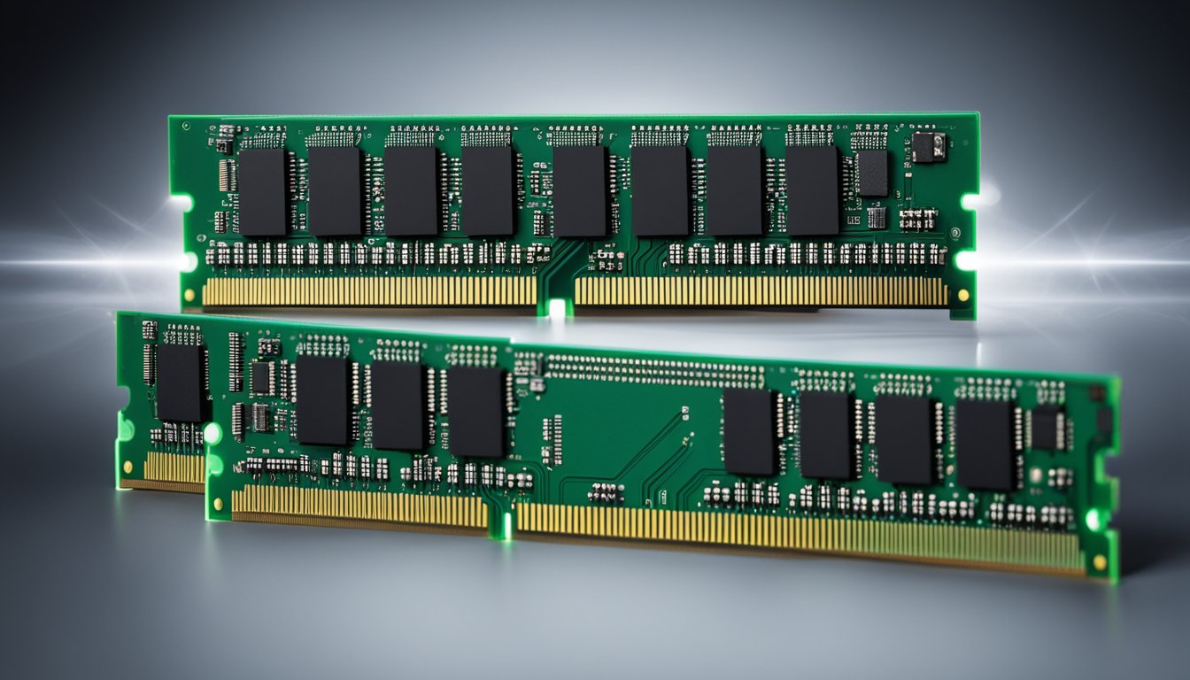 a comparison of ddr4 and ddr5 memory kits, showing their respective cas latency through visual representations and numerical examples