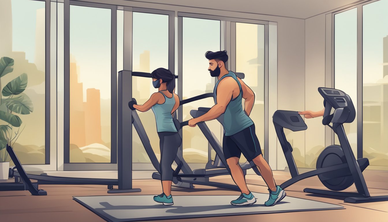 A person exercising with a personal trainer, facing challenges while trying to lose weight