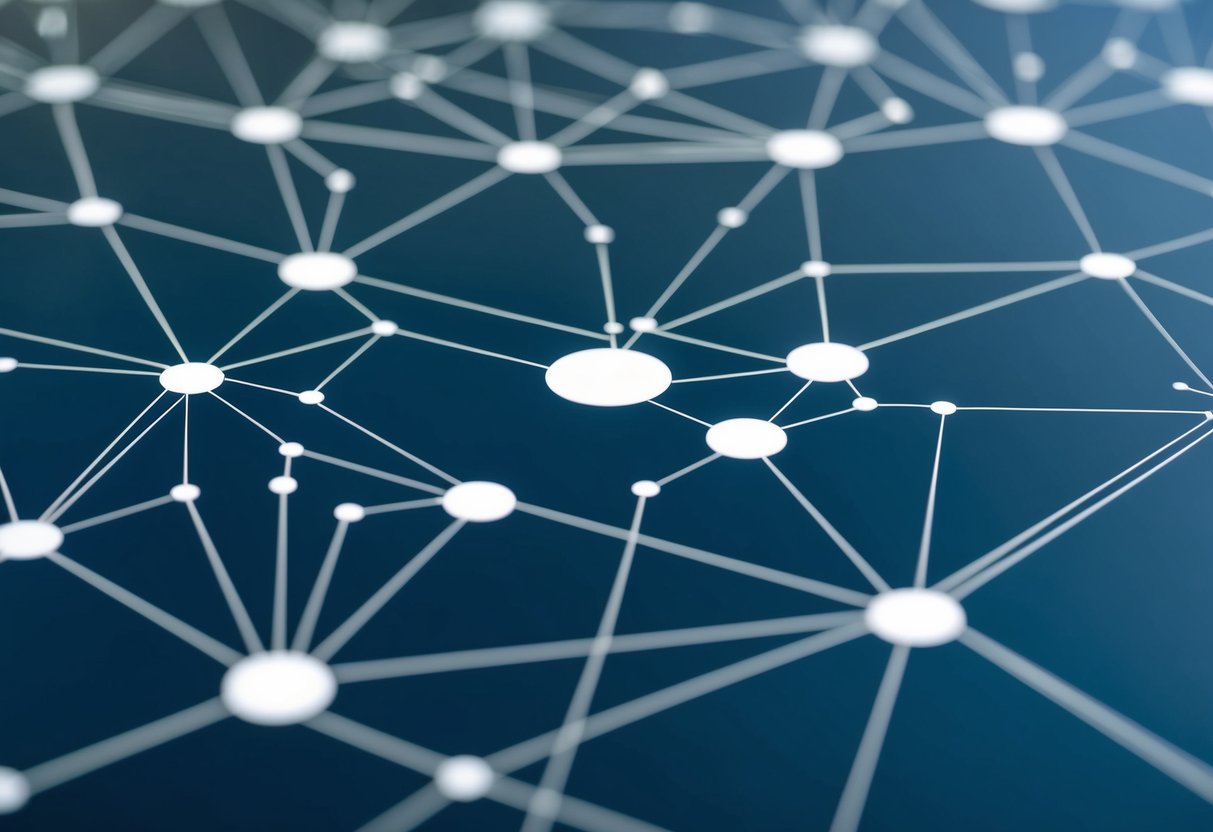 A network of interconnected lines and nodes representing complex loan structures. Different paths and connections show the intricate nature of the financial arrangements