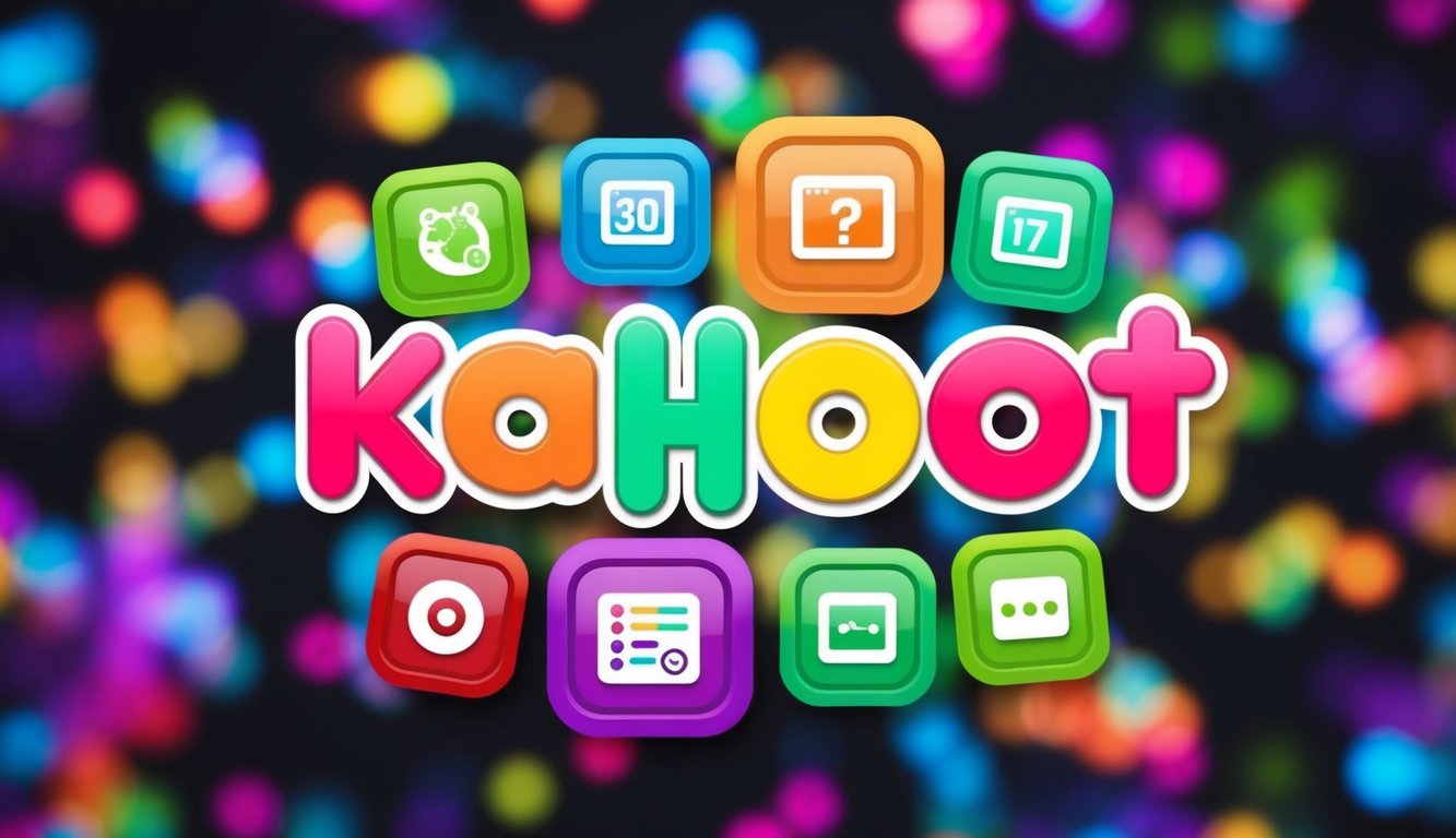 A colorful kahoot template with interactive buttons and vibrant graphics