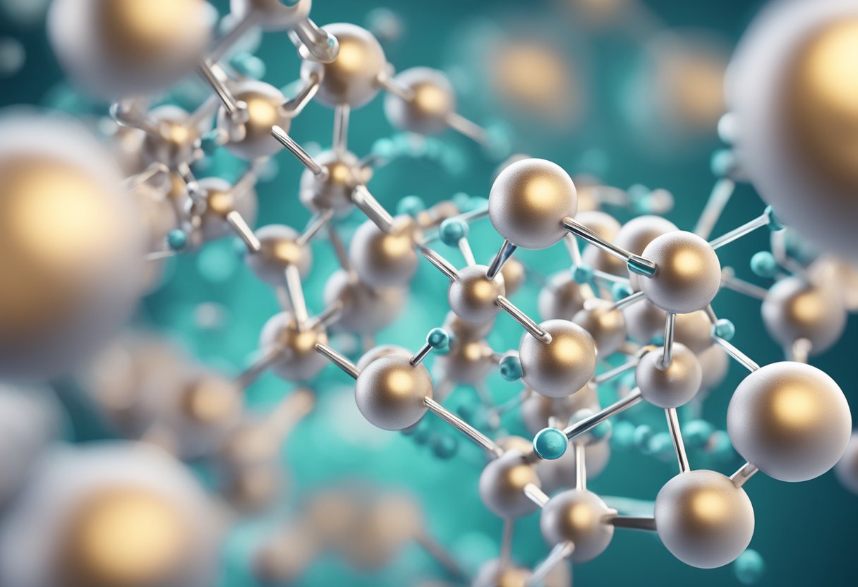 A magnified view of a testosterone molecule surrounded by magnesium atoms, illustrating the crucial role of magnesium in hormonal regulation