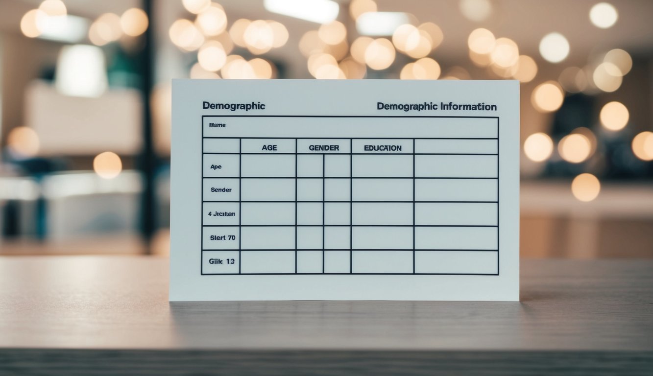 A blank template with fields for age, gender, education, and other demographic information