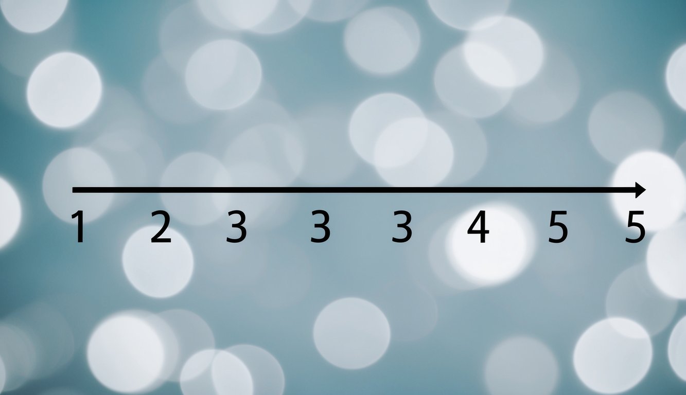 A horizontal line with five equally spaced points, each labeled with a number from 1 to 5, representing a Likert scale