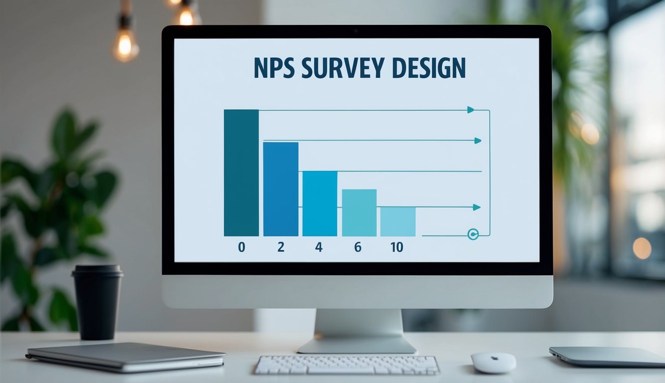 A computer screen displaying a simple and clean NPS survey design with a scale from 0 to 10 and a comment box