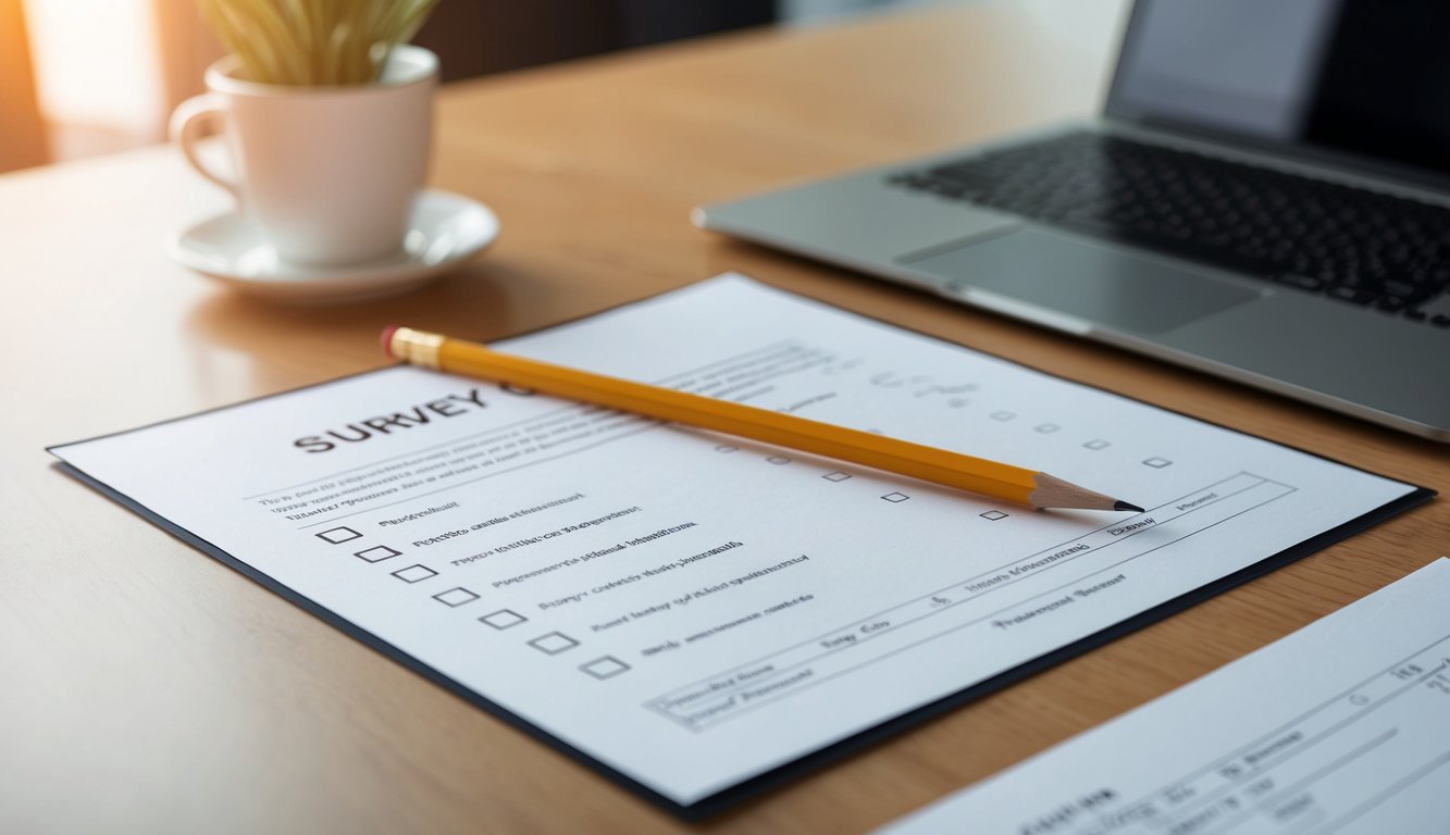 A survey form with checkboxes and a pencil on a desk