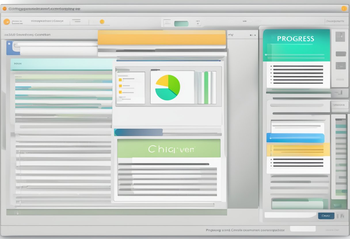 A computer screen displaying a plagiarism checker software interface with a progress bar and a list of highlighted plagiarized content