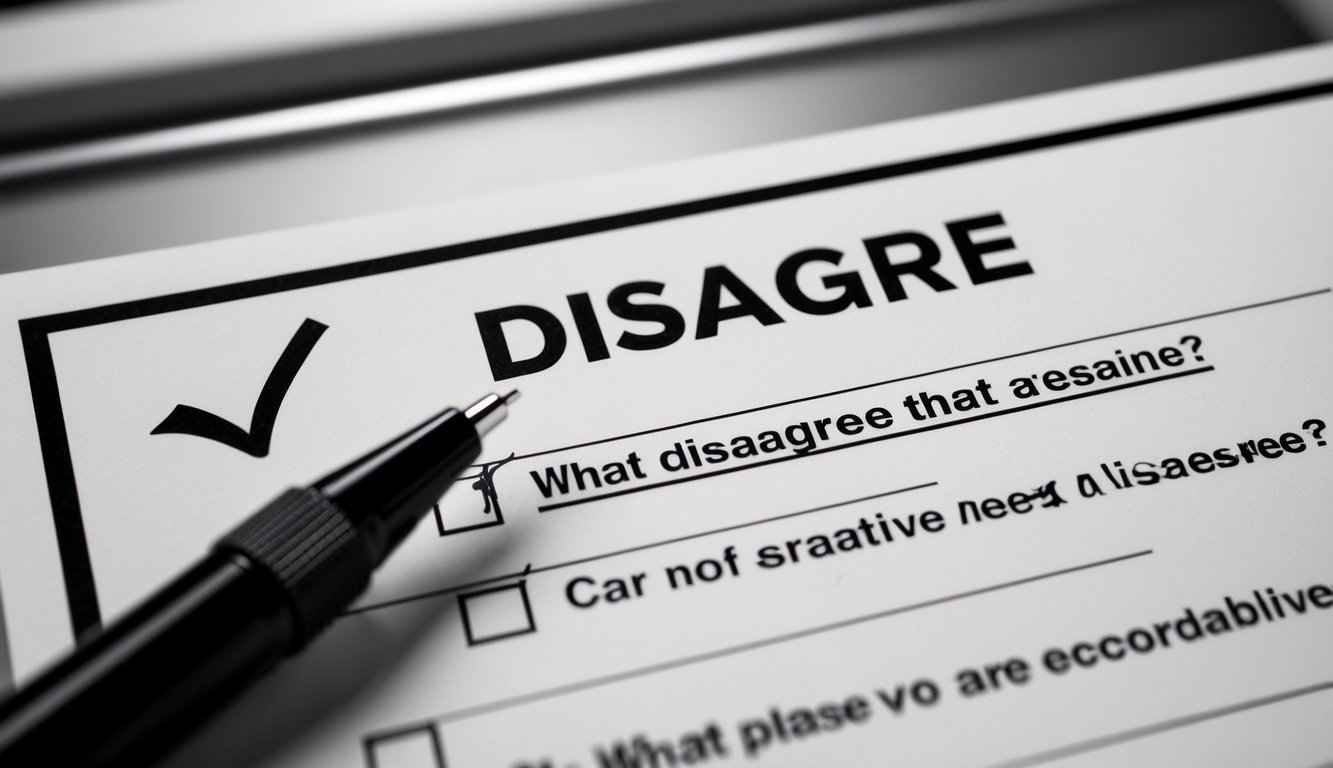 A survey form with two questions, both phrased negatively. A checkmark in the "disagree" box for both questions