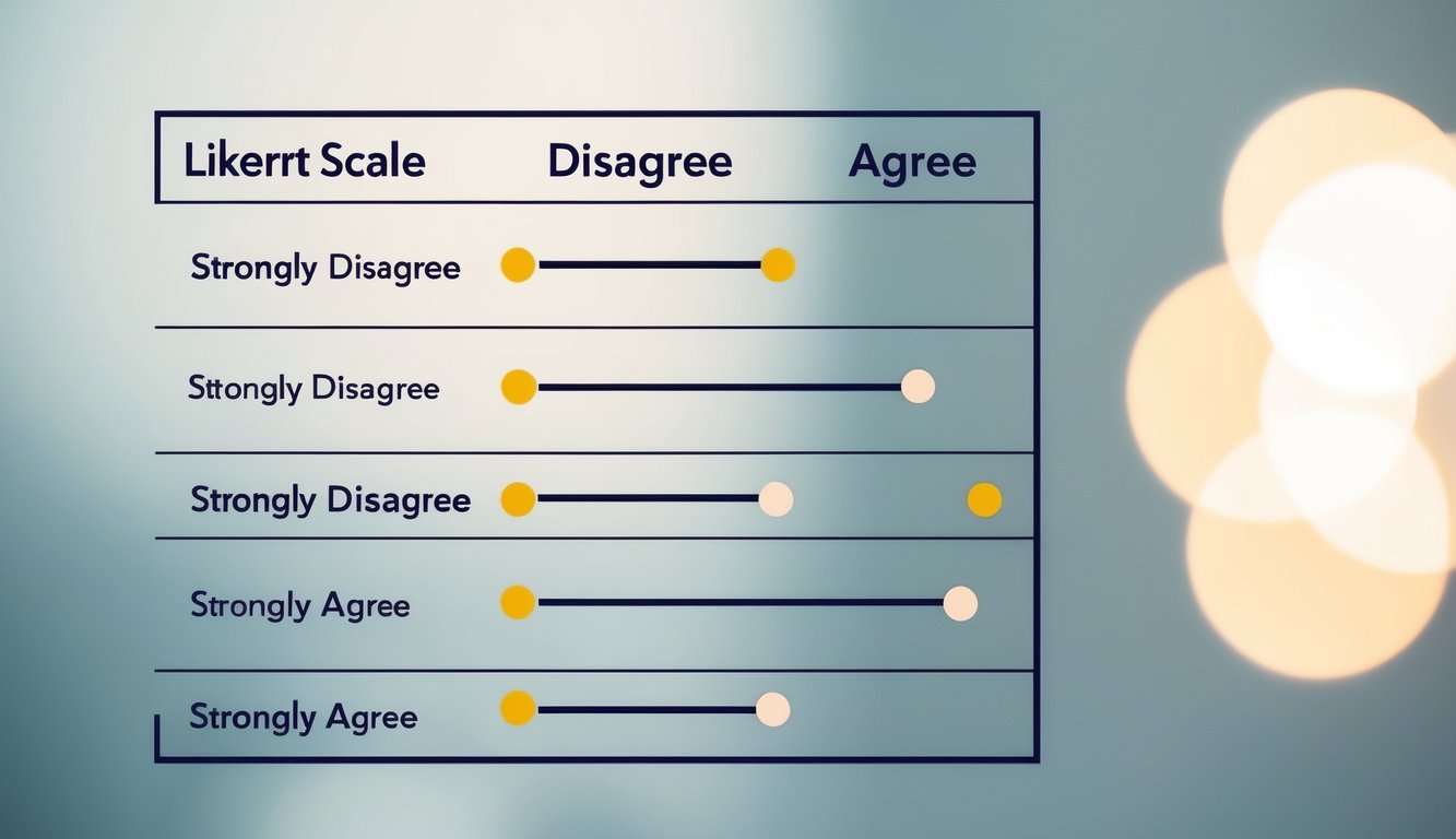 A Likert scale with 5 options, ranging from strongly disagree to strongly agree, displayed on a clean and simple chart