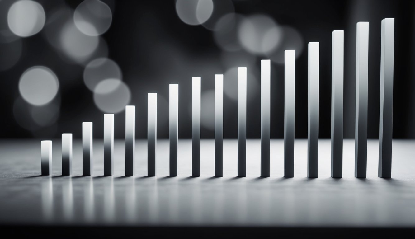 A series of vertical bars with varying lengths, representing different levels of agreement or satisfaction, arranged in a linear fashion