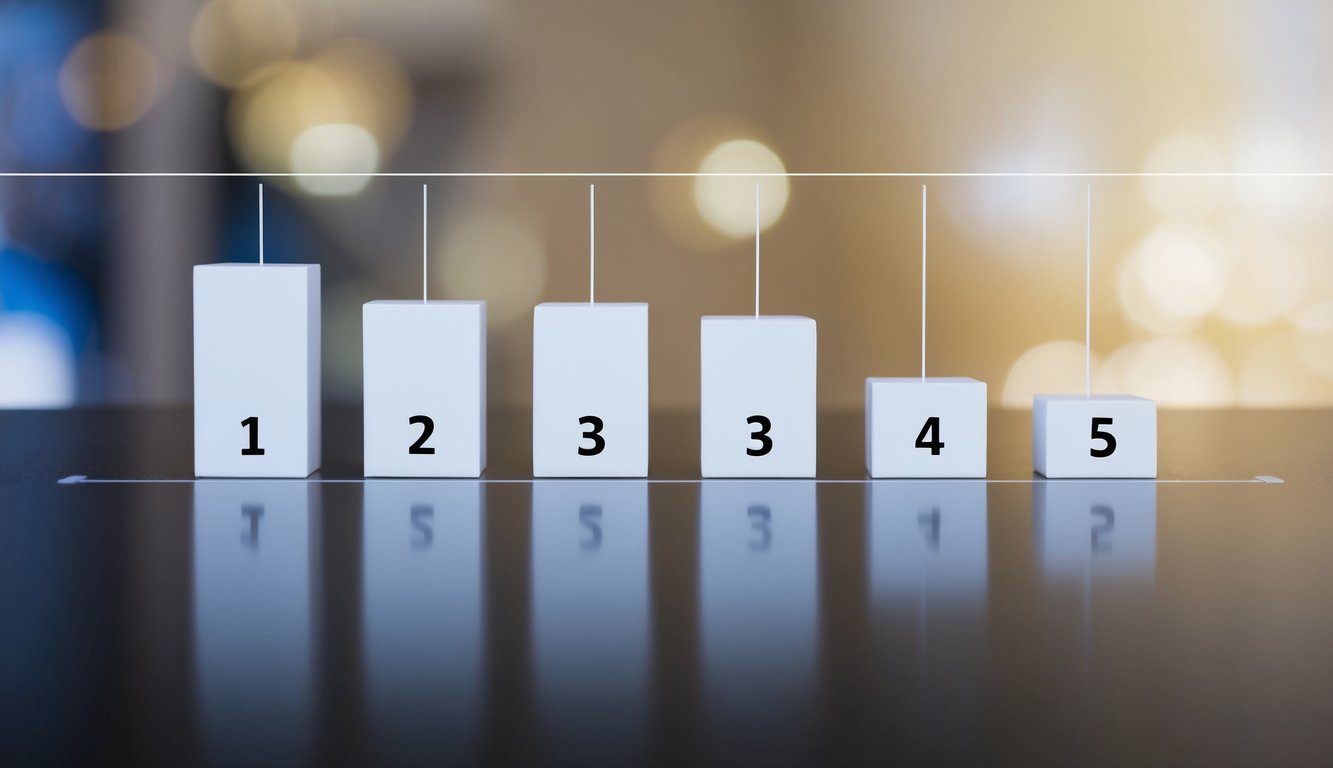 A series of five horizontal bars, each labeled with a number from 1 to 5, with a neutral midpoint. The bars are accompanied by a vertical line on which respondents can indicate their level of agreement