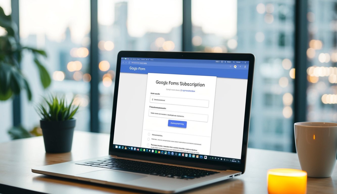A computer screen with a Google Forms subscription page open, showing the steps to cancel the subscription