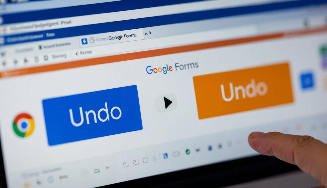 A computer screen showing a Google Forms interface. A cursor hovers over the "Undo" button as if ready to click