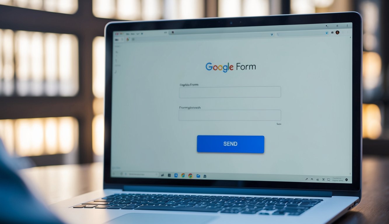 A computer screen displaying a Google Form with a disabled "edit" button. The cursor hovers over the "send" button