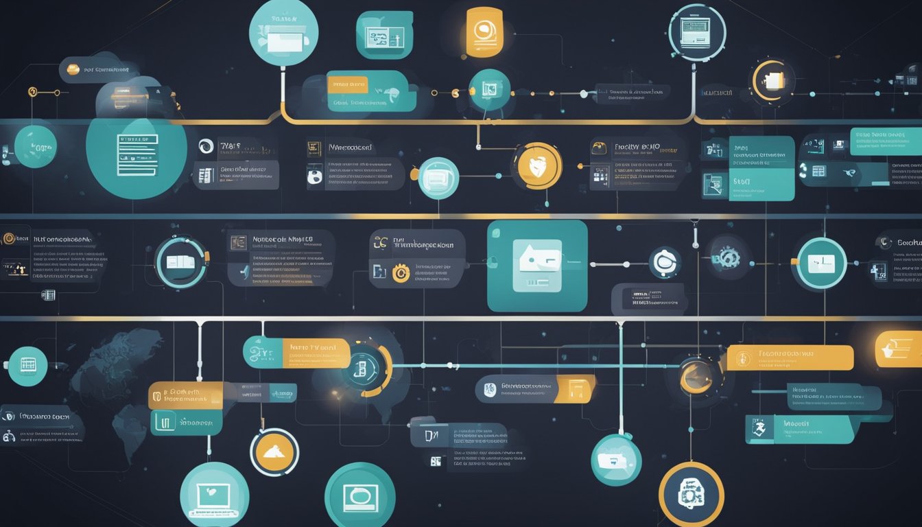 A timeline of technological advancements, from early computing machines to modern AI algorithms, symbolizing the evolution of Viggle AI