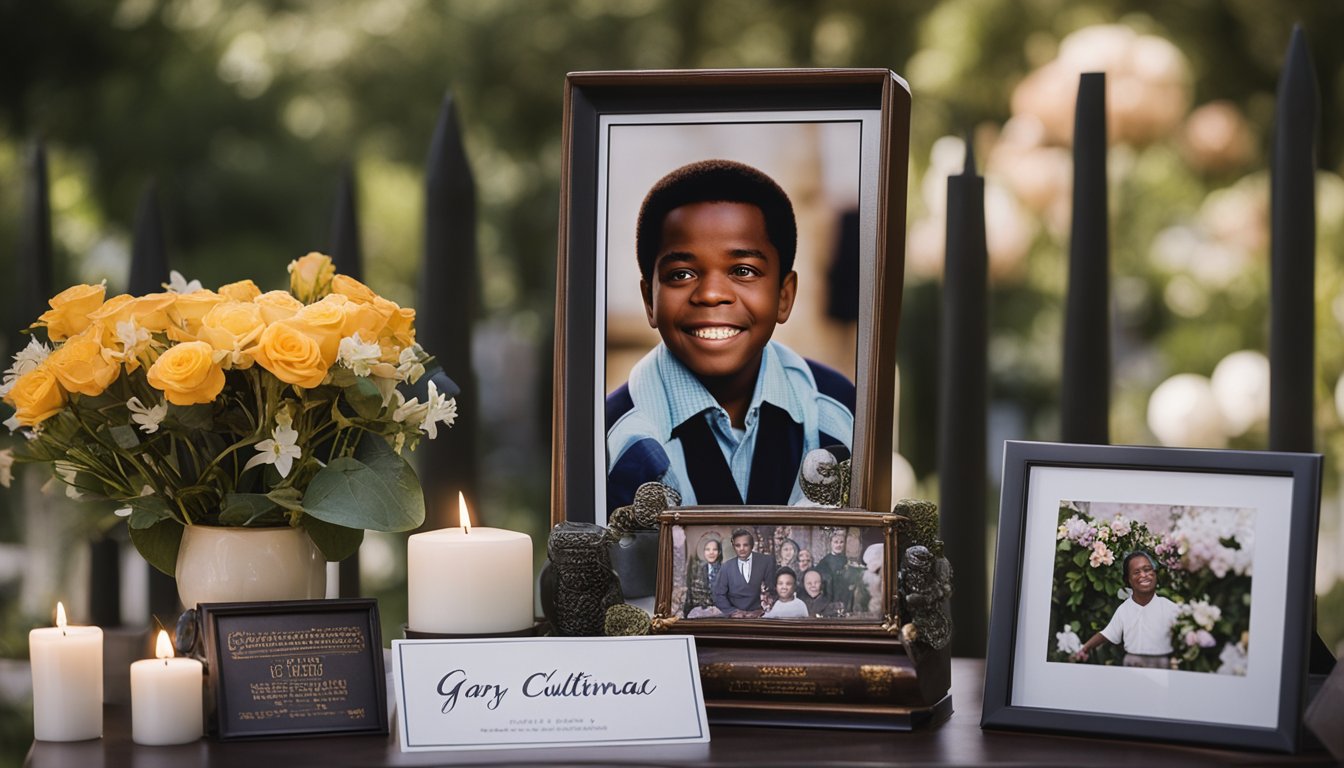 A small shrine with flowers, candles, and photos of Gary Coleman. A sign that reads "Cultural Significance" hangs above the memorial