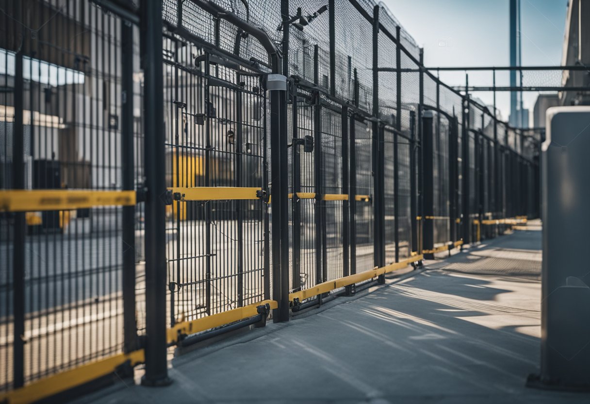 A secure facility with multiple layers of physical barriers, such as fences, gates, and security cameras, to control access and ensure safety