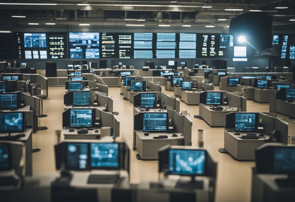 A secure facility with surveillance cameras, access control systems, and physical barriers to protect against physical risks