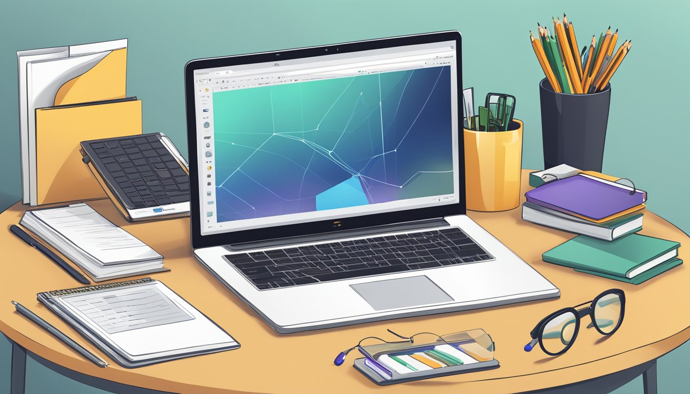 A laptop displaying the RecapioGPT interface with various use cases and applications open, surrounded by office supplies and a cup of coffee